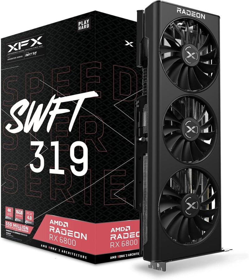 بطاقة الرسوميات الأساسية للألعاب Speedster SWFT319 ، Radeon™ RX 6800 بسعة 16GB GDDR6، AMD RDNA™ 2 (RX-68XLAQFD9)